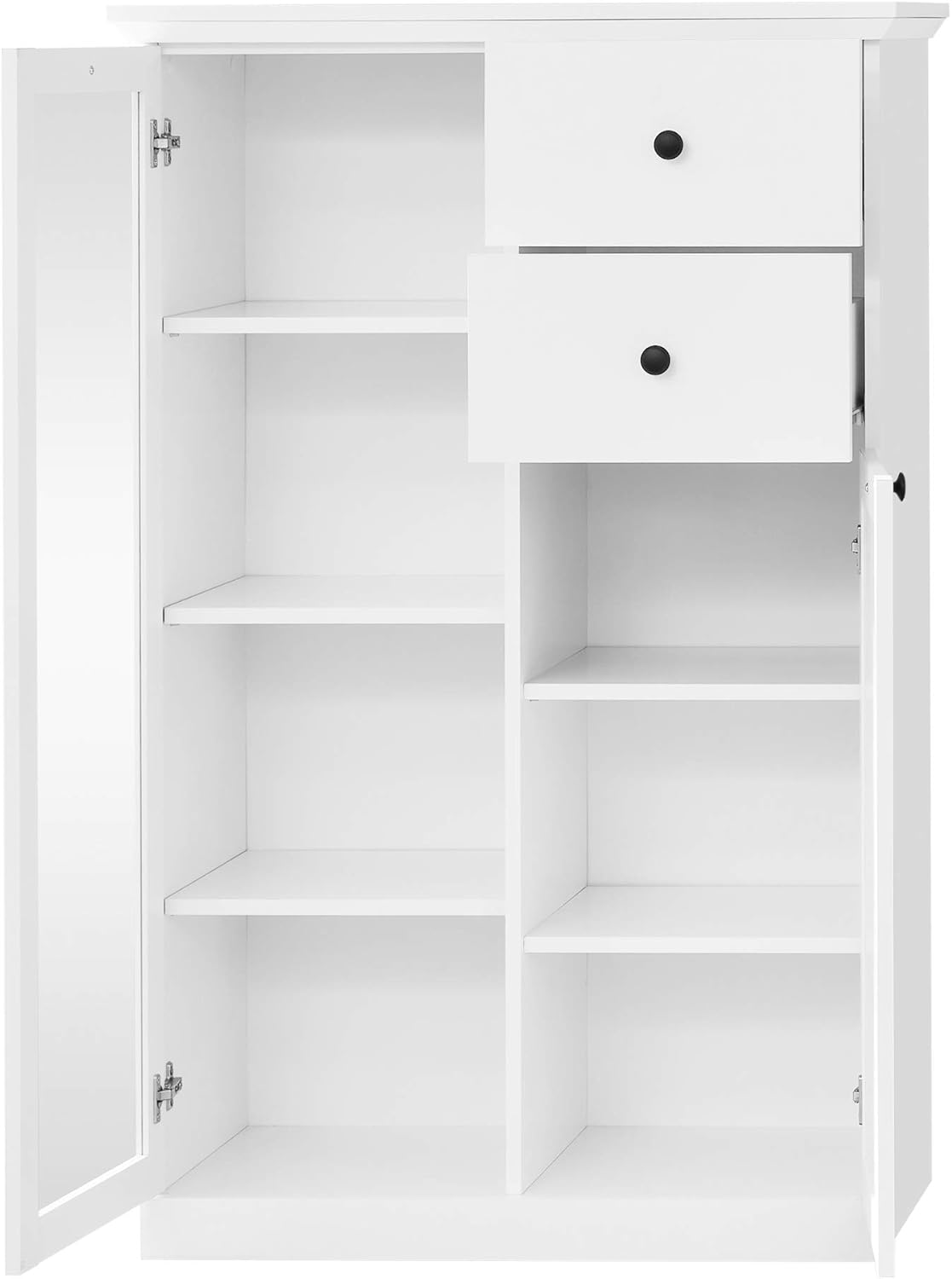 trendteam smart living - Baxter - Vitrine - Weiß - Schrank mit 7 Fächern und 2 Schubladen - (BxHxT) 81 x 129 x 41 cm - Landhausstil - Kratzfest