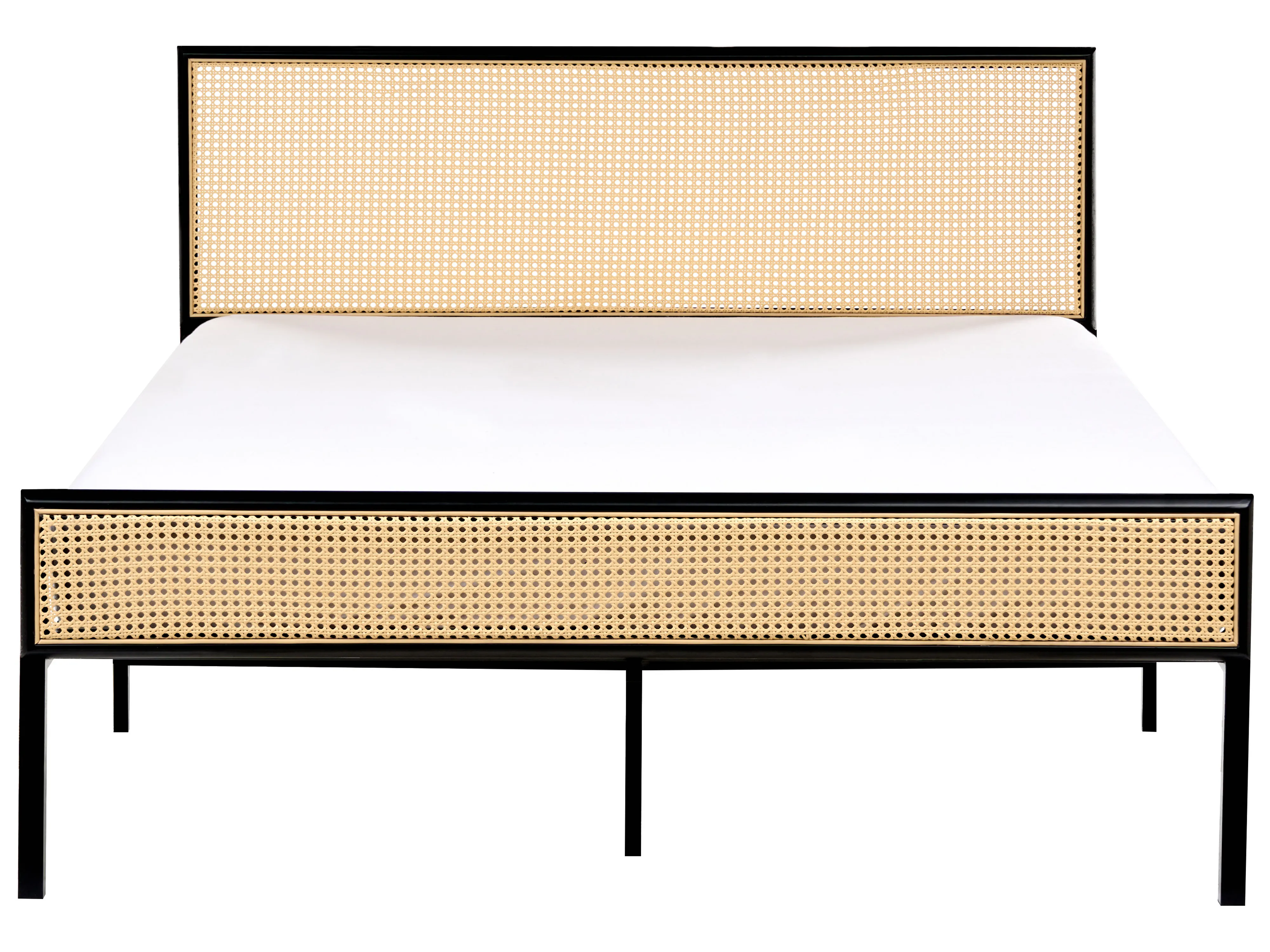 Bed PE rotan AVANTON 140 x 200 cm Zwart