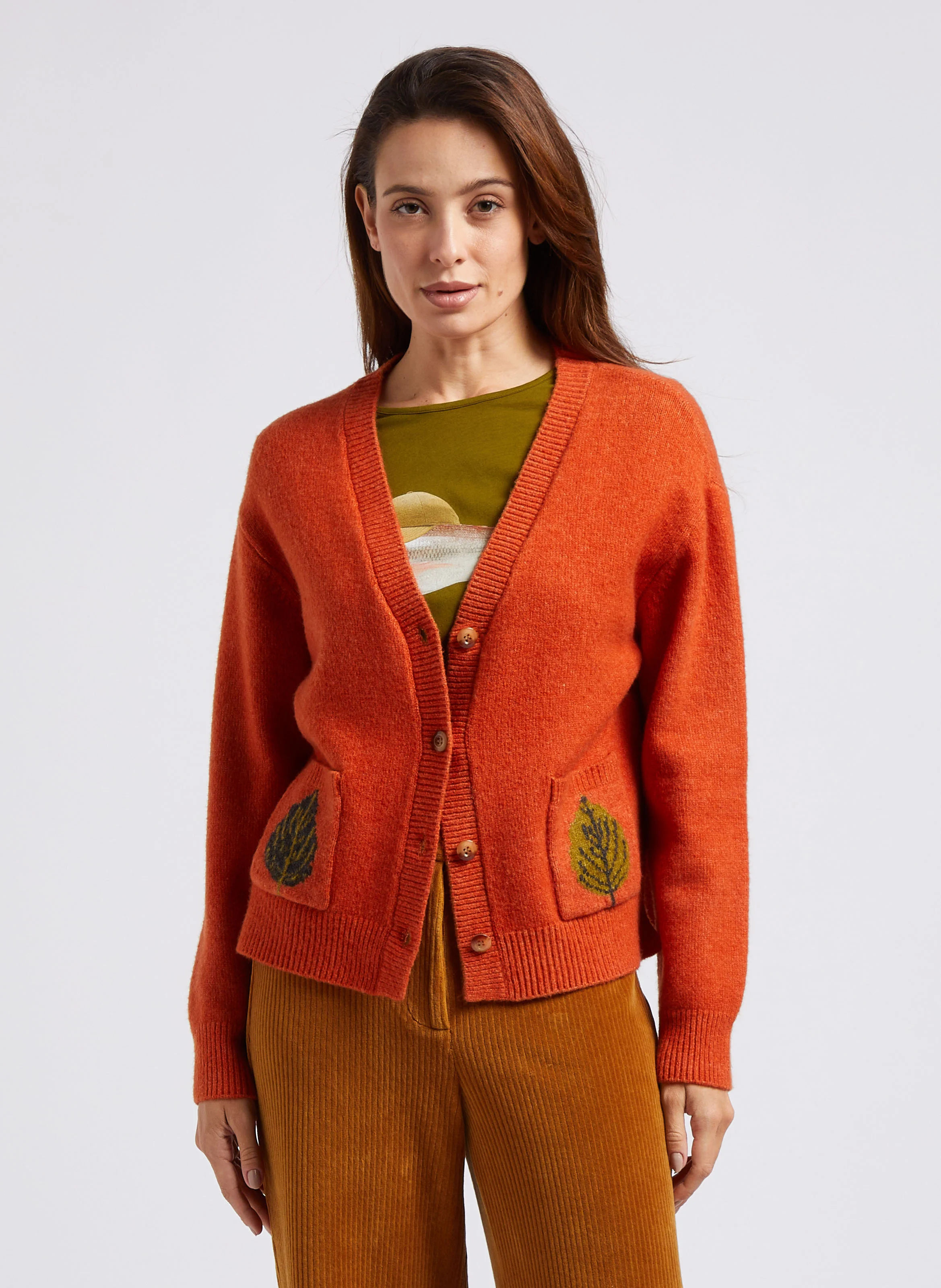 Gilet ample à col V | Orange