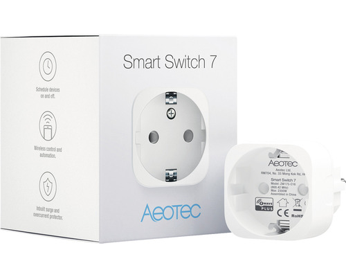 Aeotec Smart Switch 7-stekkeradapter met energiemonitoringfunctie - Compatibel met SMART HOME van hornbach