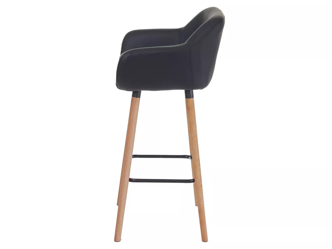 Tabouret de bar Vaasa T381 (lot de 2), similicuir, noir