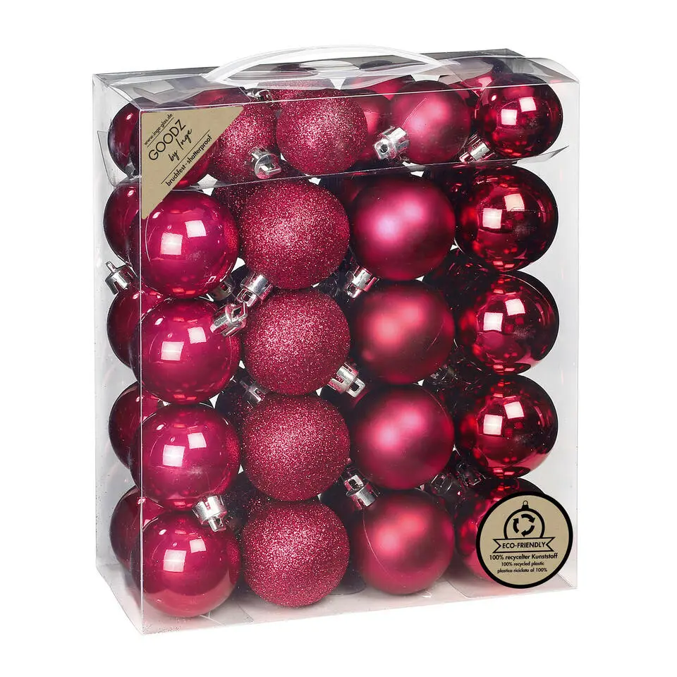 Inge Christmas kerstballen - 44x - bessen roze - kunststof - mix