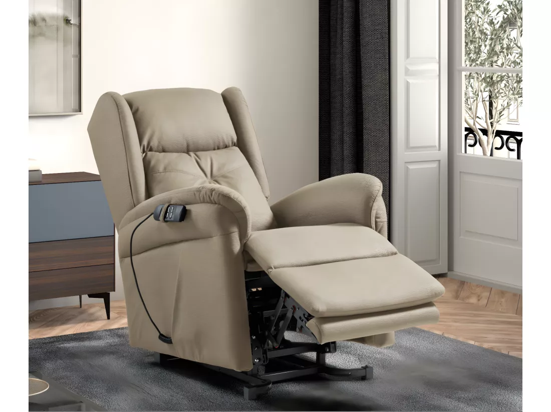 Fauteuil de relaxation et releveur électrique 2 moteurs tissu Kalone-Couleur Beige