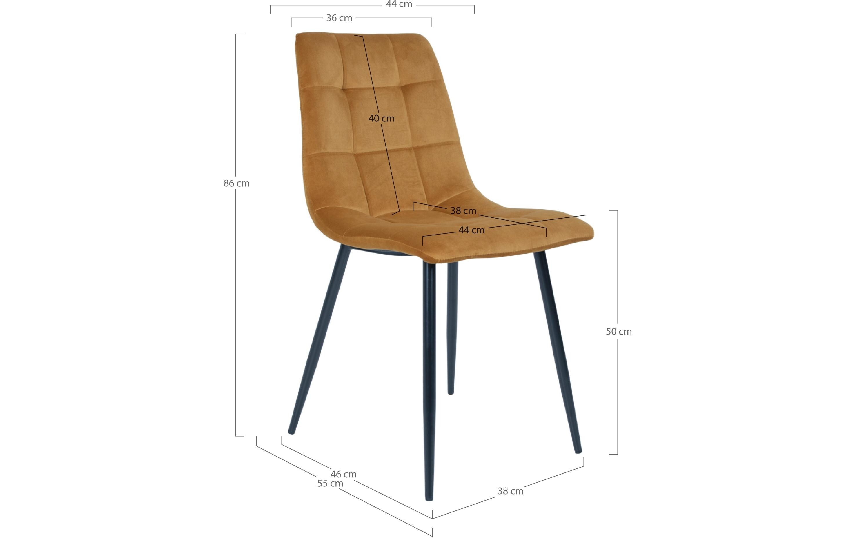 Stuhl Middelfart 2 Stück, 86 x 55 cm, Schwarz/Senfgelb<br>Stabile Esszimmerstühle