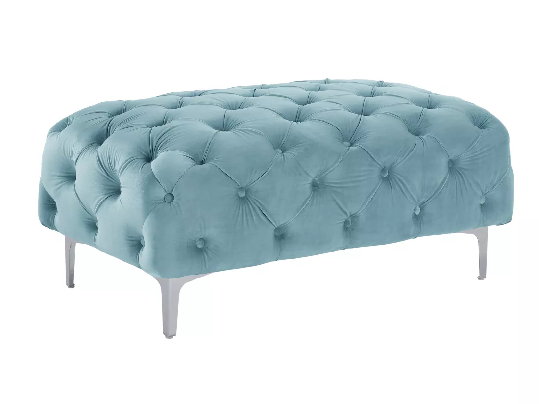 Pouf chesterfield en velours bleu pastel EDWINA