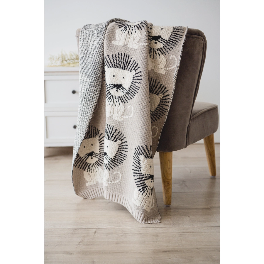 Kaiser Babydecke LION organic cotton stone natural black