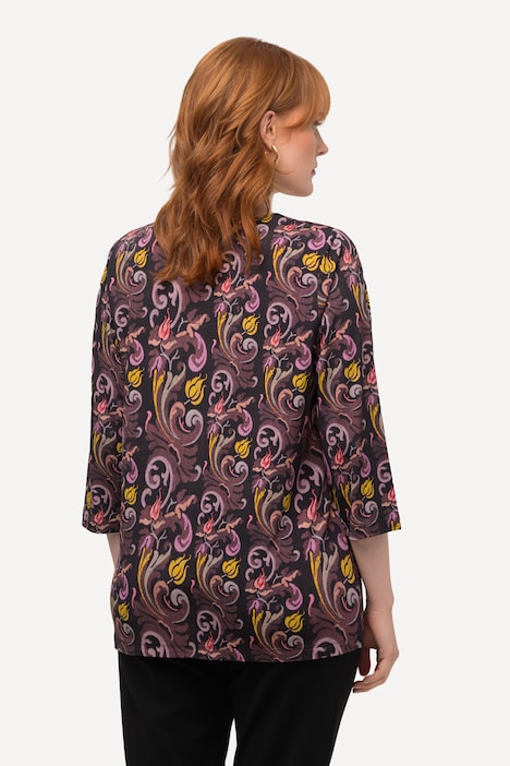 Shirt, Paisleymuster, V-Ausschnitt, 3/4-Arm