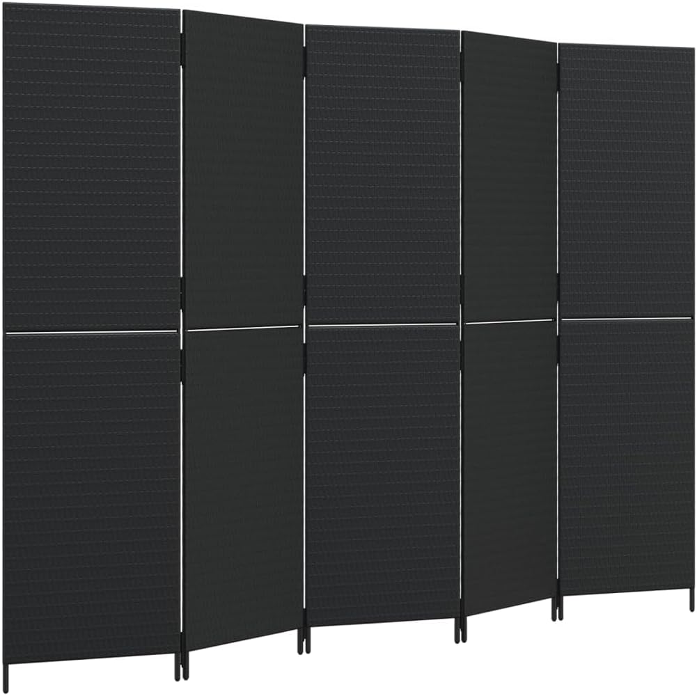 Festnight 5 teilig Paravent Poly Rattan Outdoor Raumteiler Trennwand Faltwand Sichtschutz Klappbar Raumtrenner Faltbar Stellwand Außen Innen Balkon Terrasse 245x180 cm NT7358308