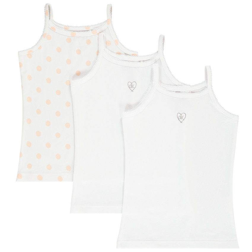 Lot de 3 maillots de corps à bretelles pour fille - Blanc
