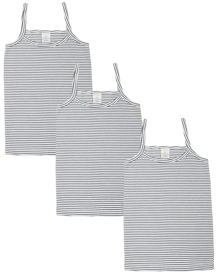 Träger-Unterhemd DARK STRIPES 3er-Pack in weiß/dunkelblau