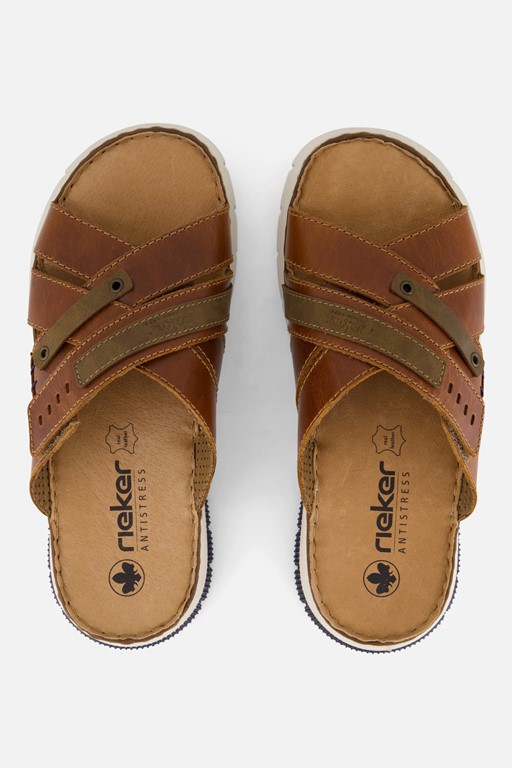 Rieker Dallas Slippers cognac Leer