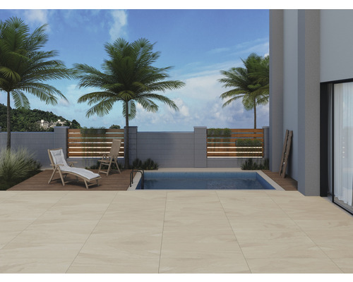 FLAIRSTONE porseleinen terrastegel Valley Sand gerectificeerde rand 120 x 60 x 2 cm