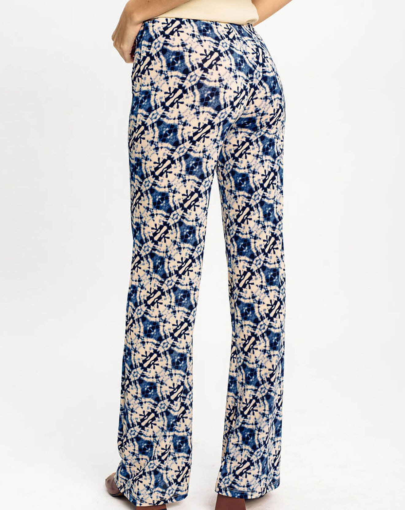 Lauren Vidal Pantalon Store imprimé bleu arctique/écru