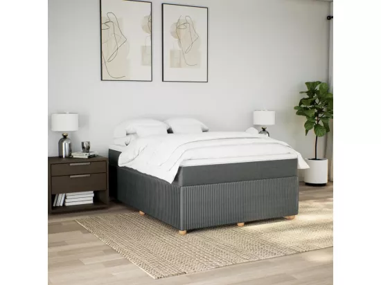 Sommier à lattes de lit avec matelas Gris foncé 140x190cm Tissu