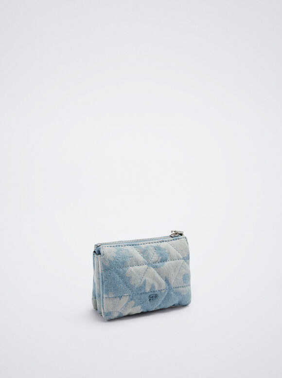 Carteira Jeans Floral - Azul