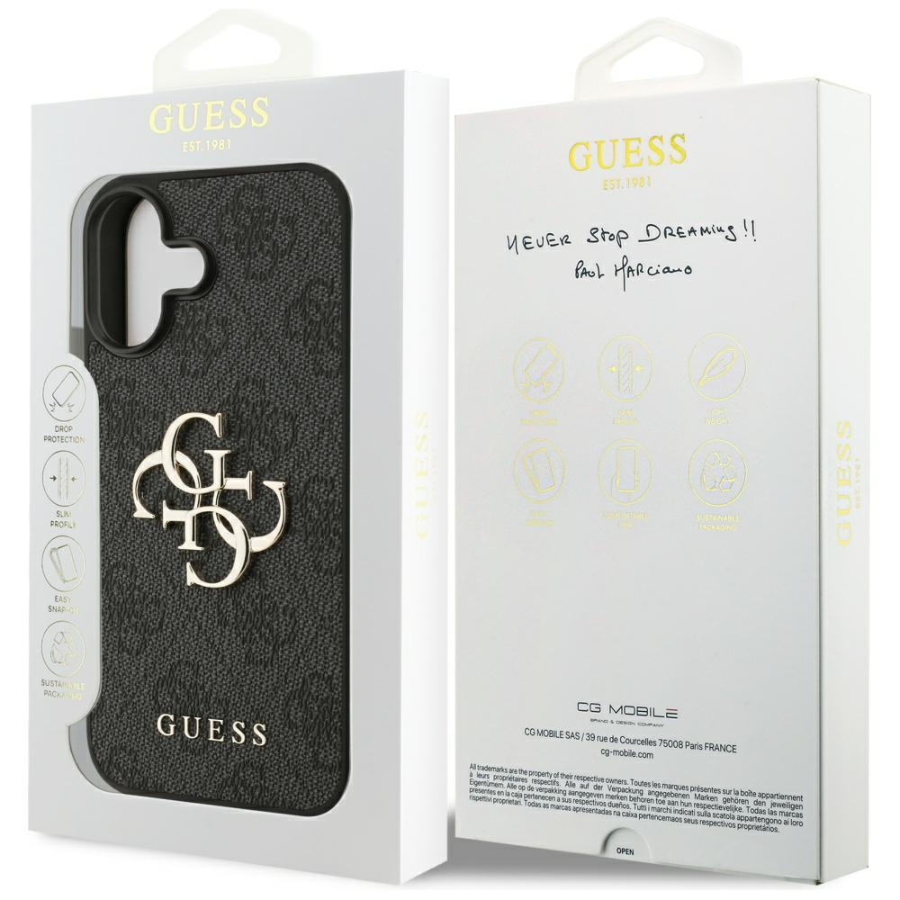 iPhone 17 Leder Hardcase Hülle 4G Big Metal Logo (GUHCP17S4GMGGR) - Schwarz