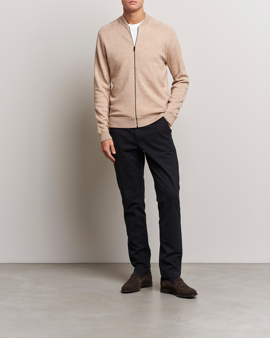 BOSS BLACK Onorto Full Zip Sweater Medium Beige