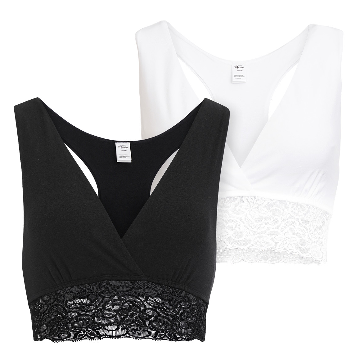 Gina Mama 2 Damen Still-Bustiers mit Spitze weiss / schwarz
