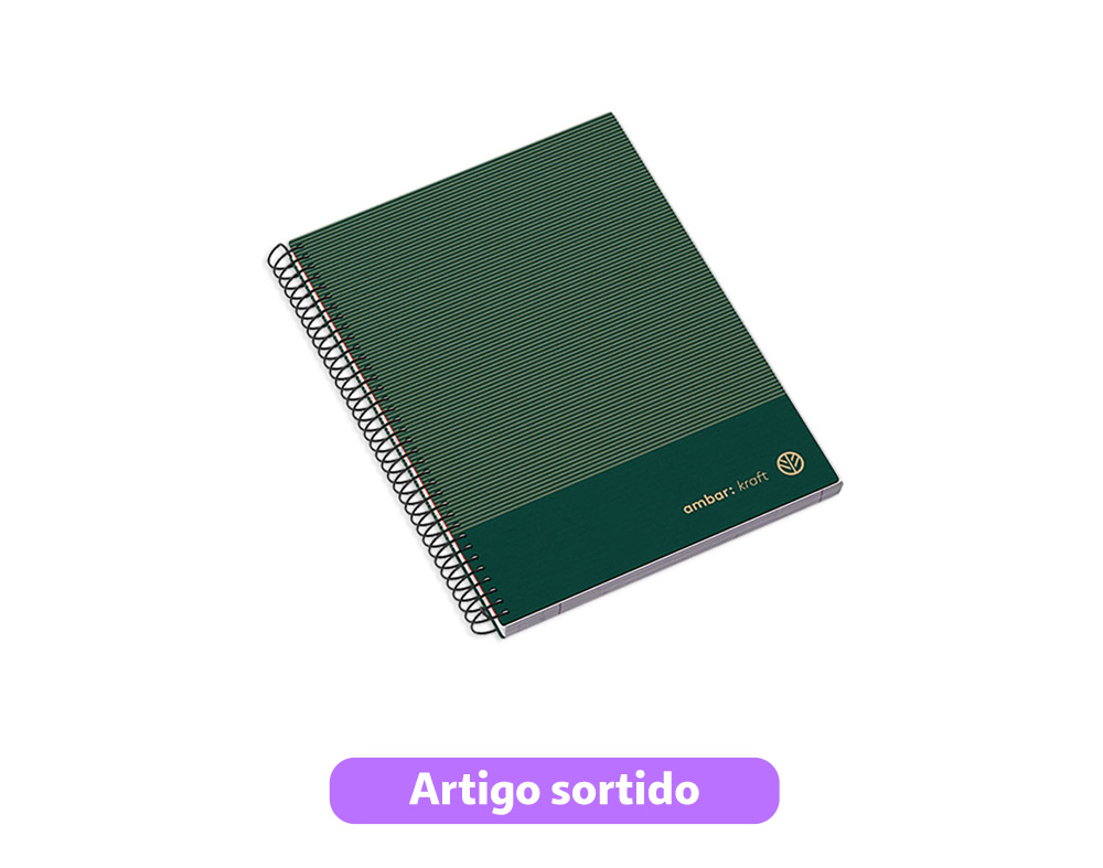 CADERNO ESPIRAL A5 AMBAR KRAFT CAPA DURA PAUTADO CORES SORTIDAS