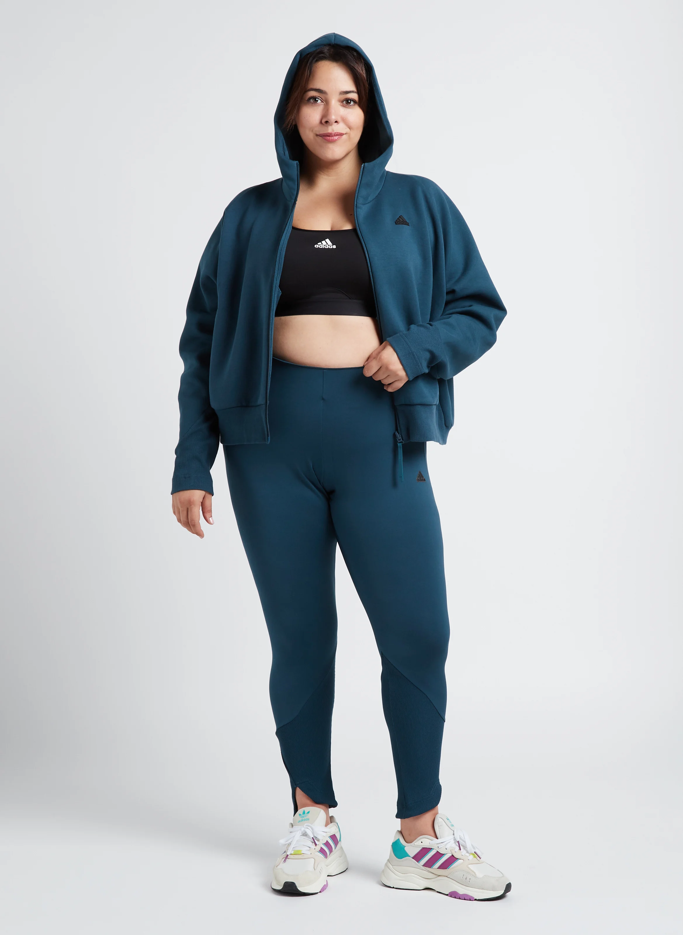 Veste col rond à capuche| Bleu