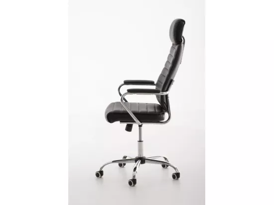 Chaise de bureau - Similicuir & Métal chromé - Noir - Rako