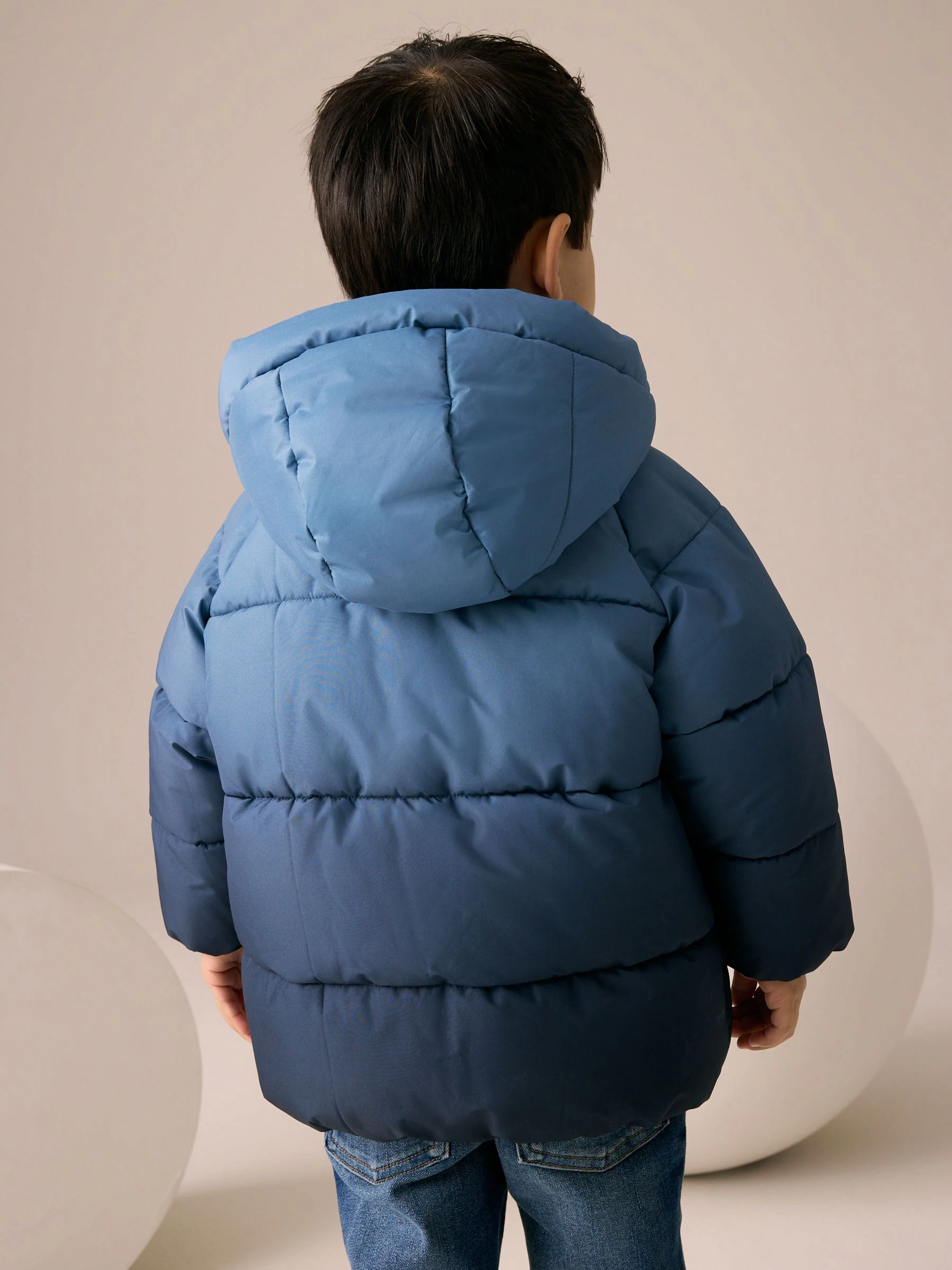 Blauw dip-dye - Gewatteerde regenbestendige jas (3mnd -7jr)