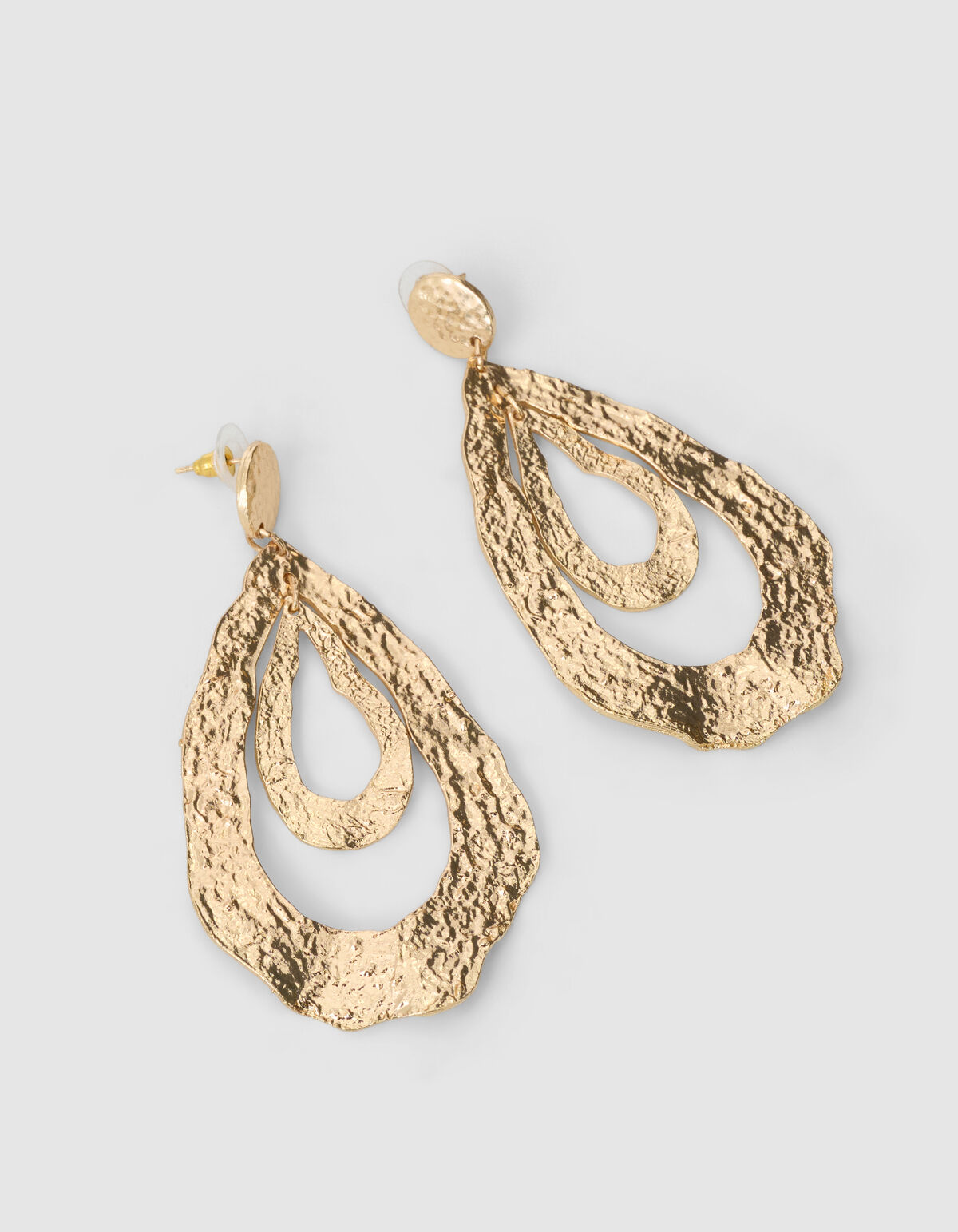 Hammered Oval Oorbellen Goud