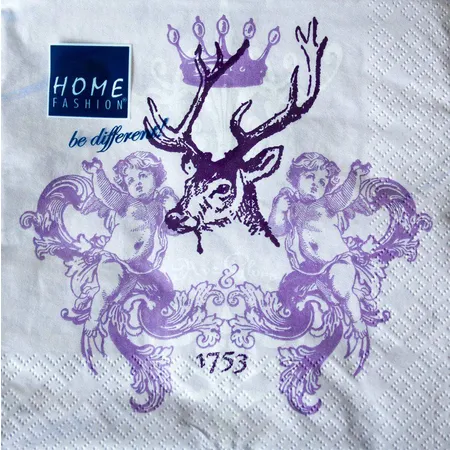 Home Fashion 611017 Servietten Royal Deer, flieder, 33x33cm, 20 Stück