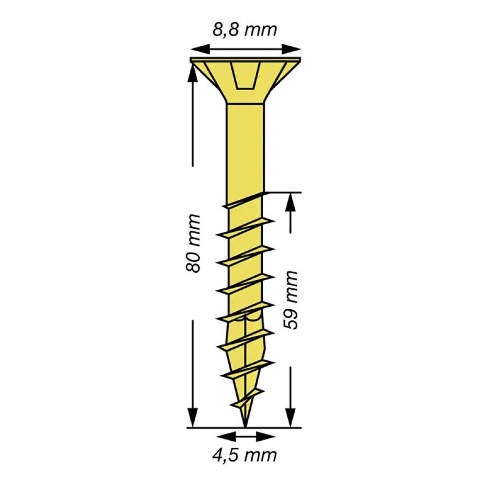 SPAX SENKHODE GUL 4,5X80, M 10 STK
