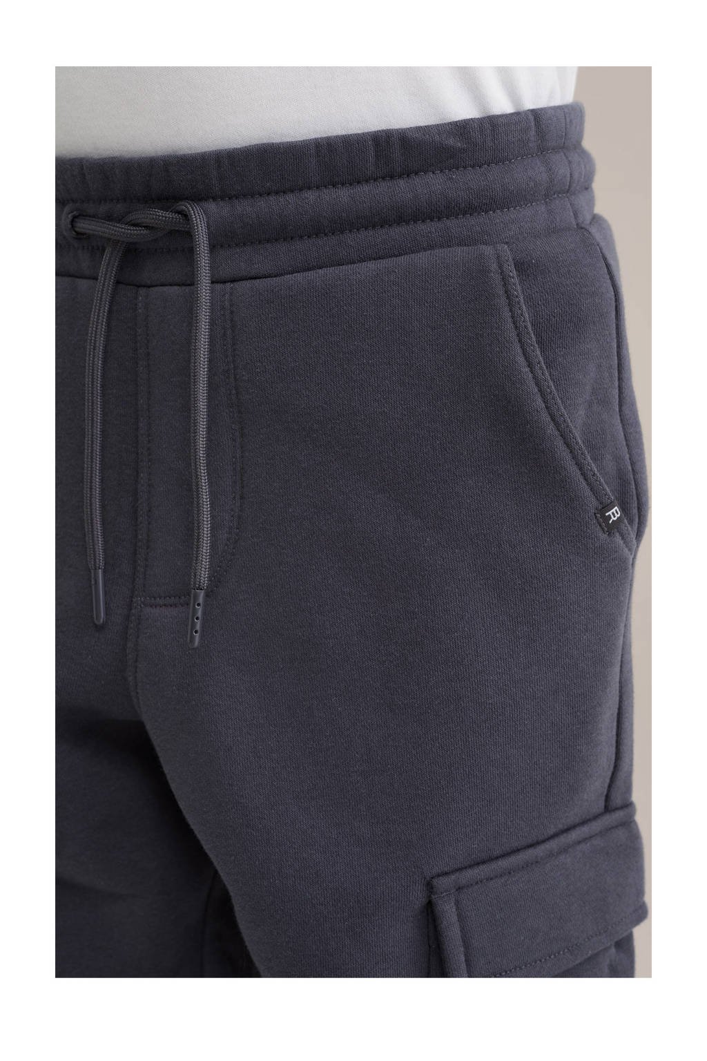 WE Fashion Blue Ridge slim cargo broek antraciet