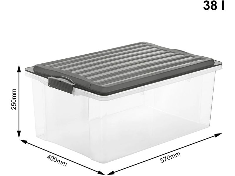 Rotho Aufbewahrungsbox COMPACT, Grau, 3 tlg. A3 Box-Set