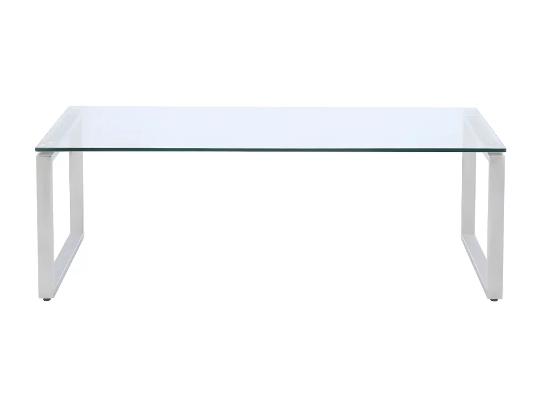 Table basse FREYA - Verre trempé & métal chromé