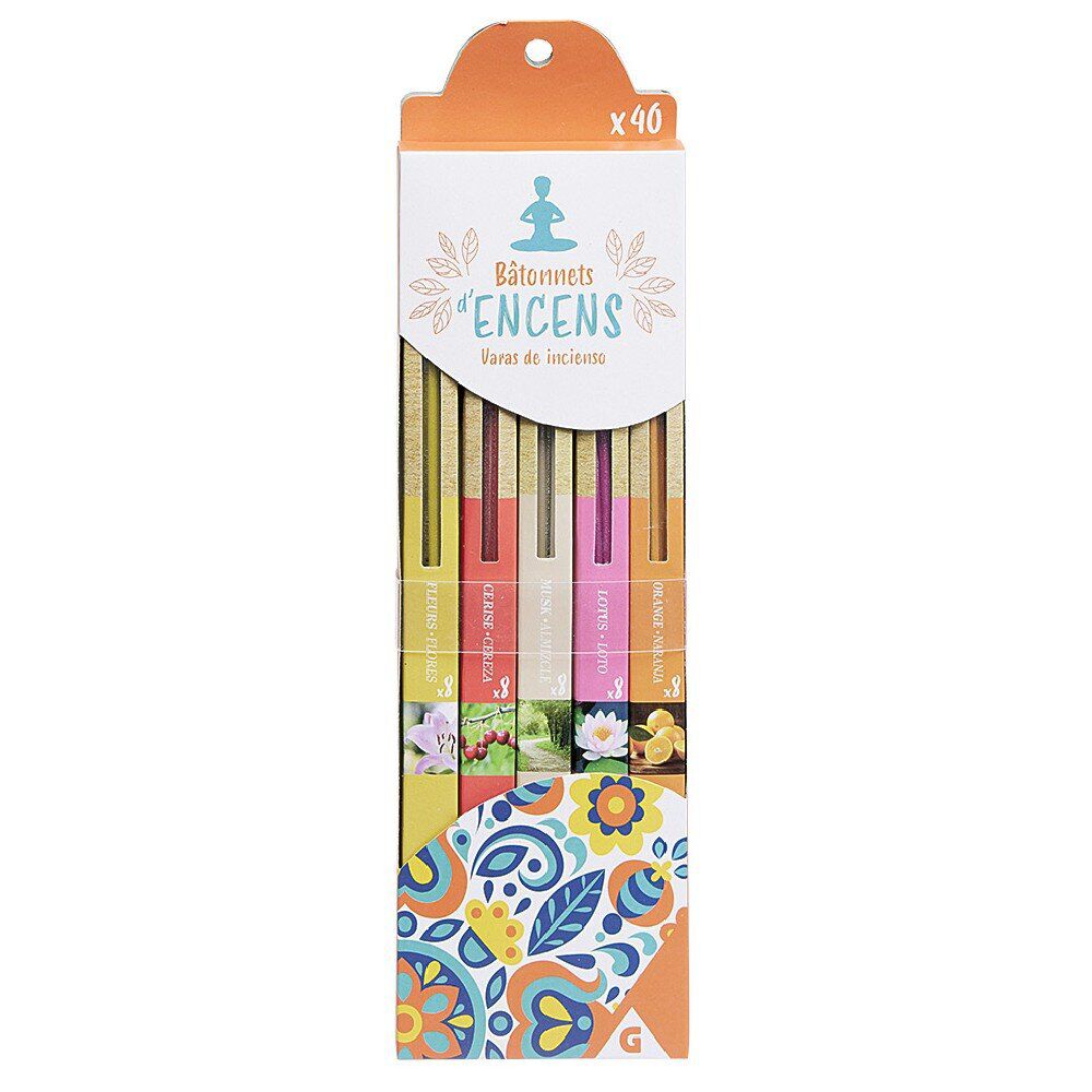 Bâtonnet d'encens parfums variés x40