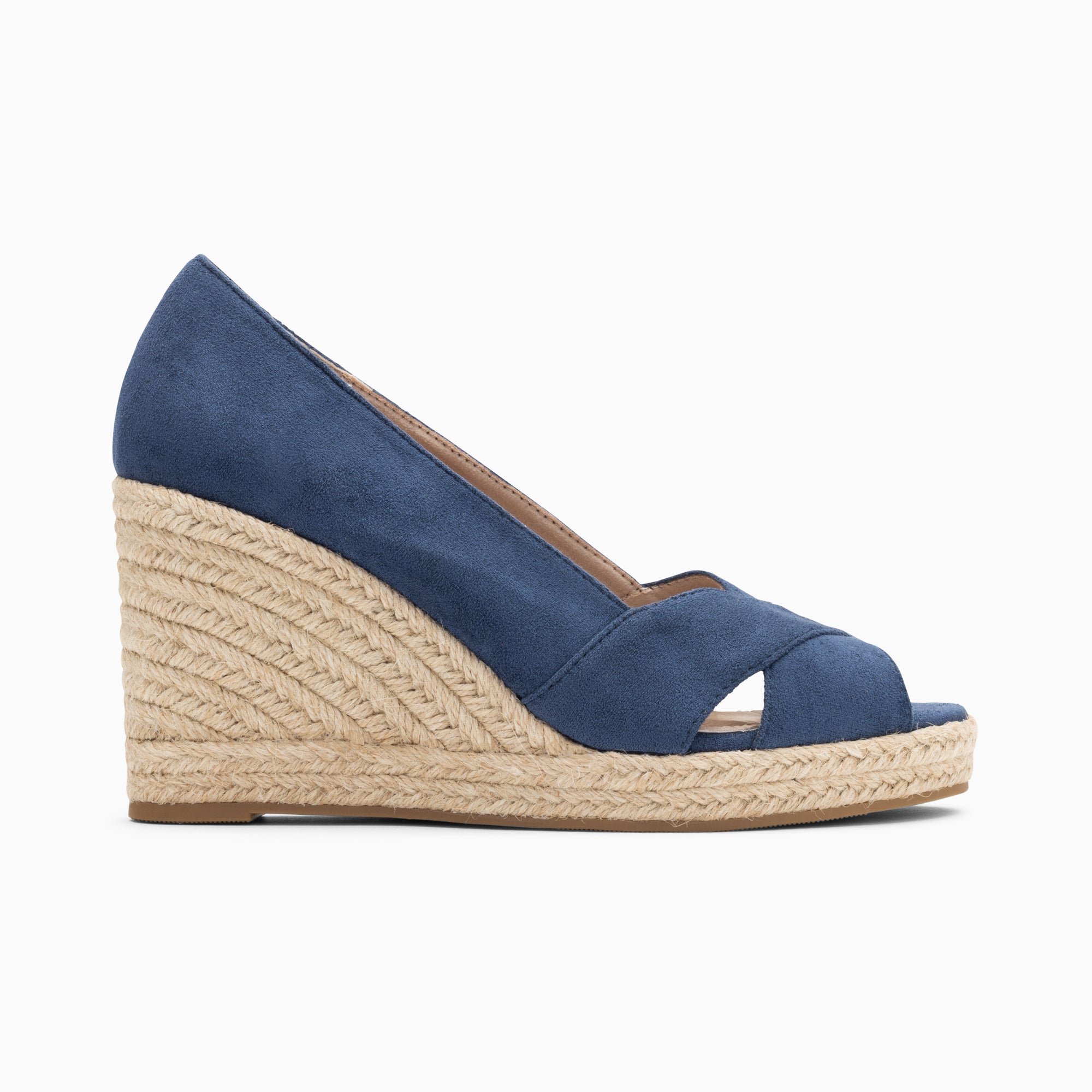 Sandales à talon, Compensées-Sandales compensées peep-toe Léonie bleu marine