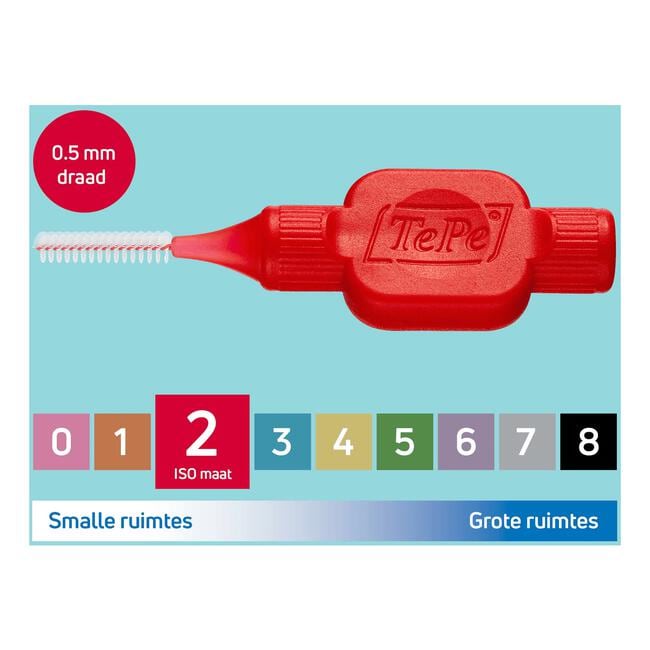TePe Interdentale Ragers Original Rood ISO maat 2 – 0,5 mm (6 stuks)