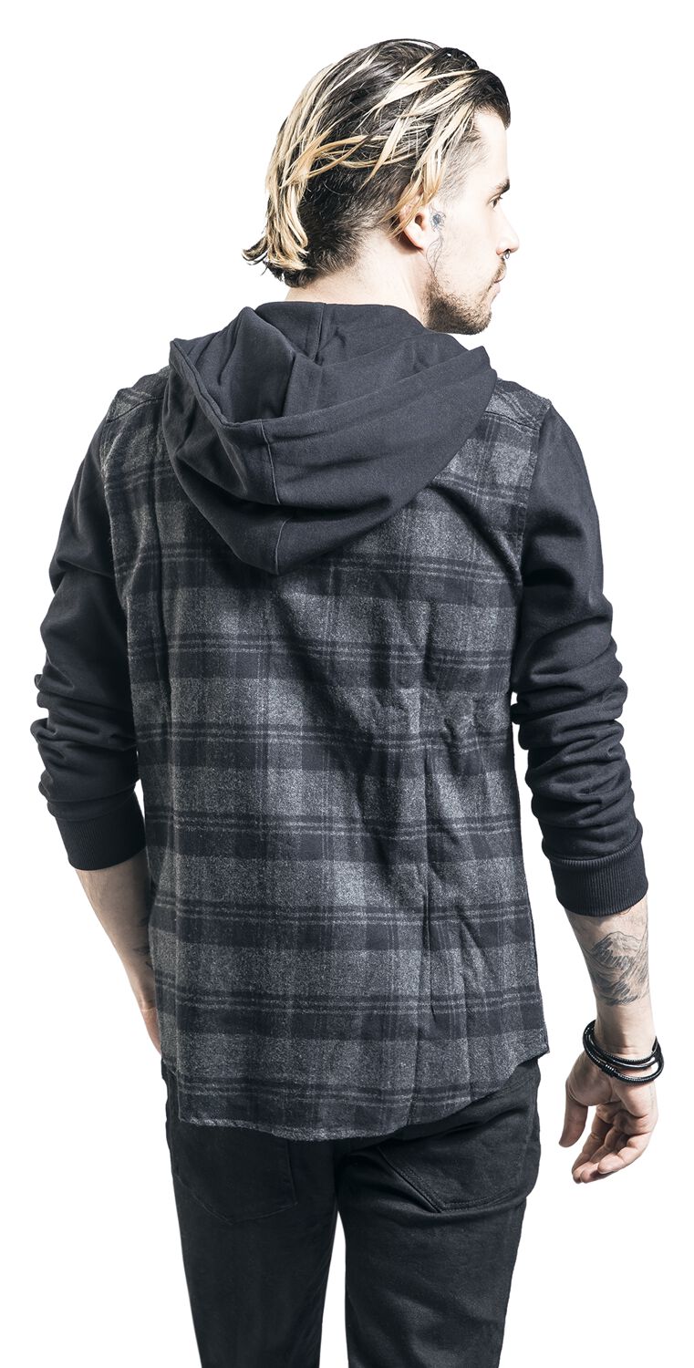 Veste À Carreaux Bi-Matière À Capuche | RED by EMP Chemise en flanelle