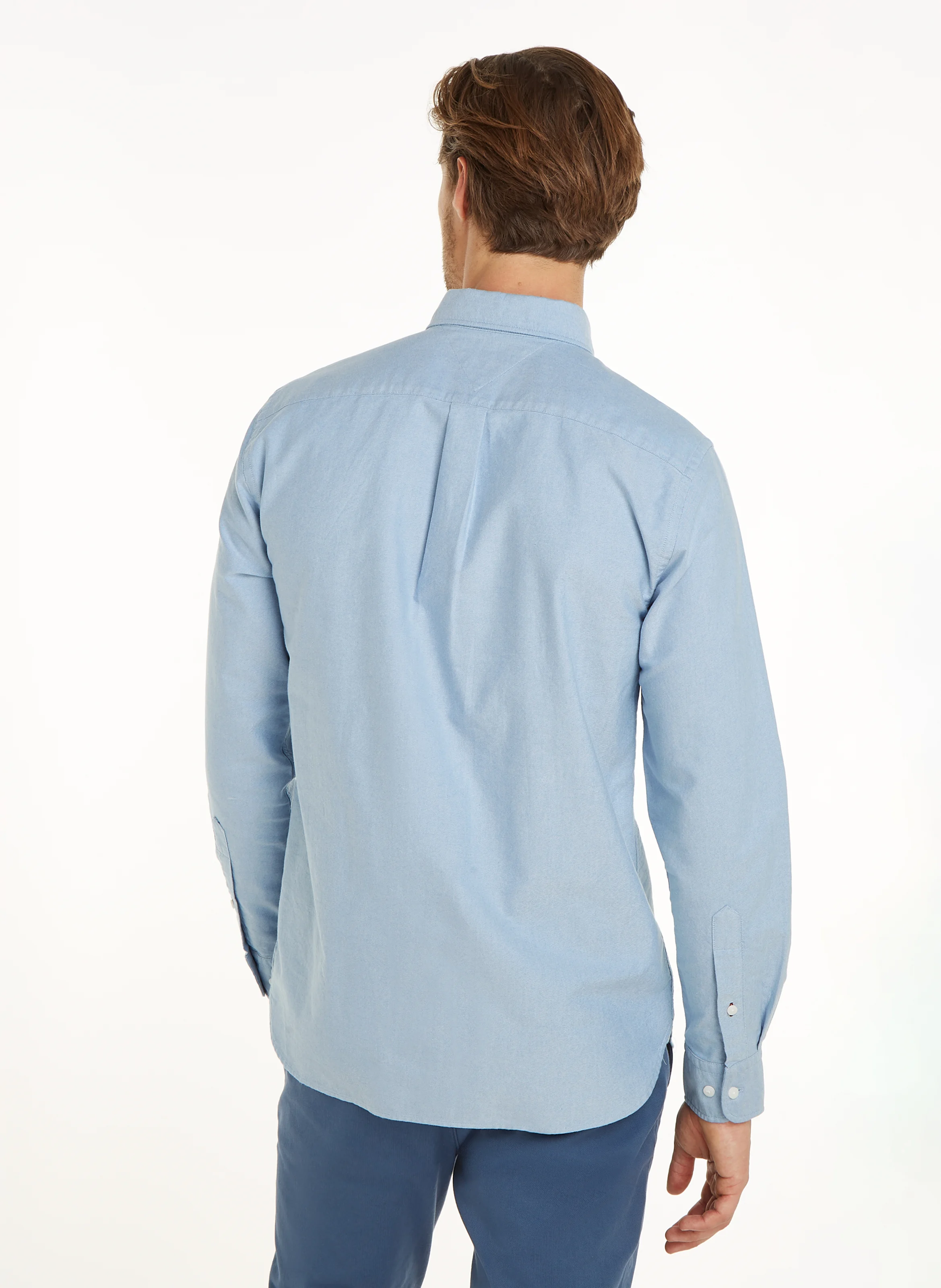 Chemise col américain en coton bio mélangé | Bleu
