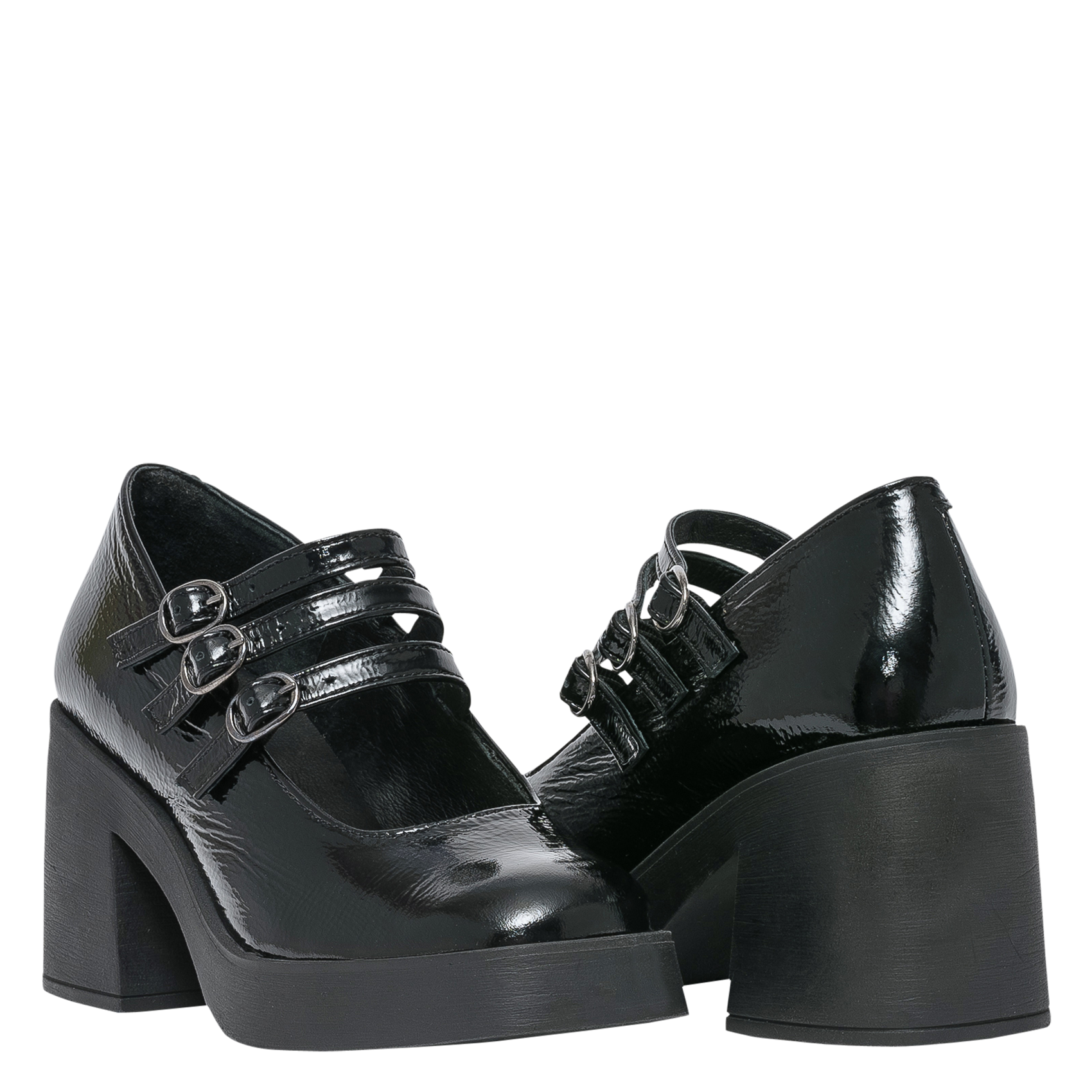 ISEULT - Babies en cuir vernis | Noir