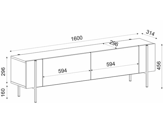 CONCEPT1 - Meuble TV Herman - Noyer 160 x 45,6 x 31,4