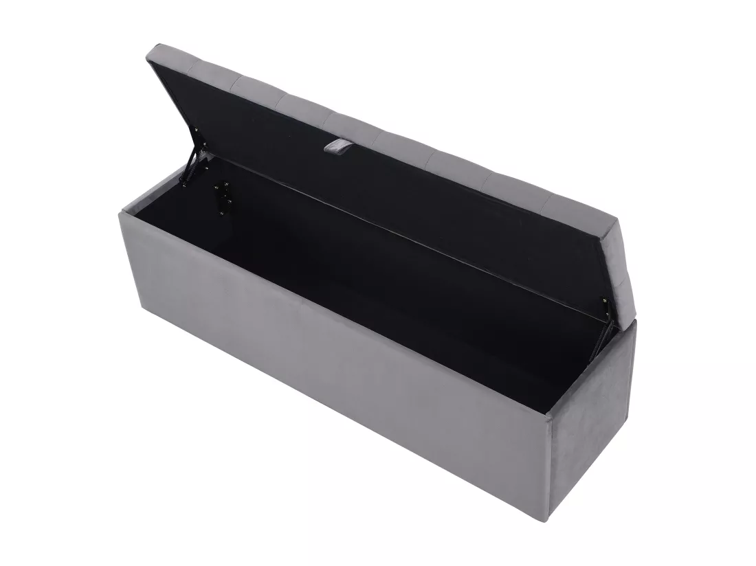 Banc coffre rembourré en velours - Gris