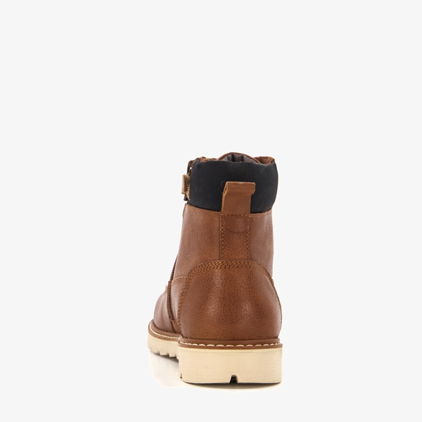 Braqeez leren jongens veterboots cognac/bruin