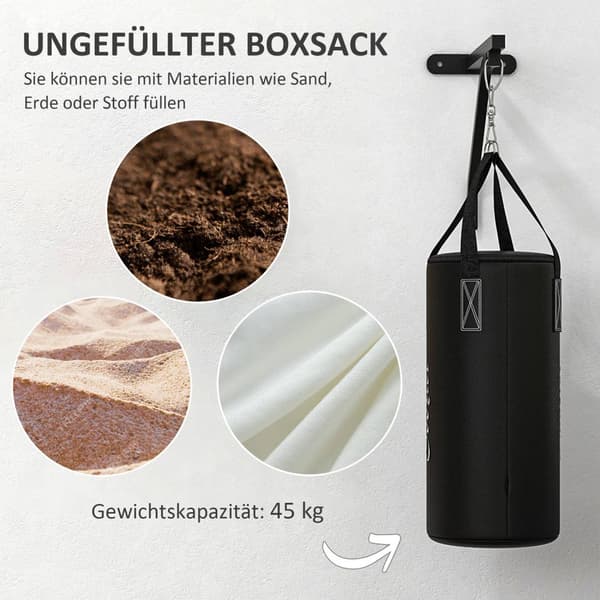 Boksepose veggmontert bokseposestativ med hansker, håndstropper og 360° roterende krok, justerbar boksesekkholder for boksesekk, sandsekk, stål, svart