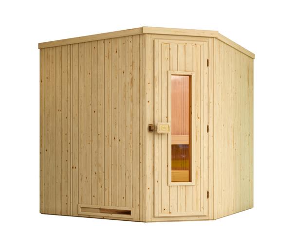 Weka Ecksauna Varberg mit Holztür inkl. Ofen,