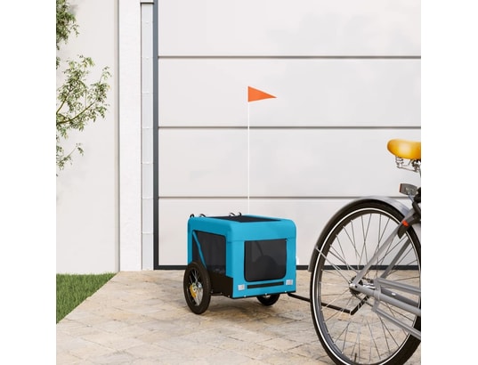 VIDAXL - Remorque de vélo pour chien bleu et noir tissu oxford et fer