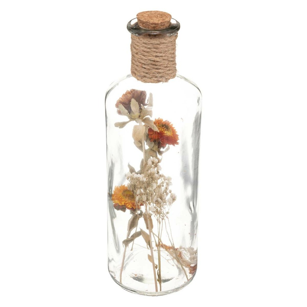 Fleurs séchées dans bouteille en verre d 9 x h 28 cm