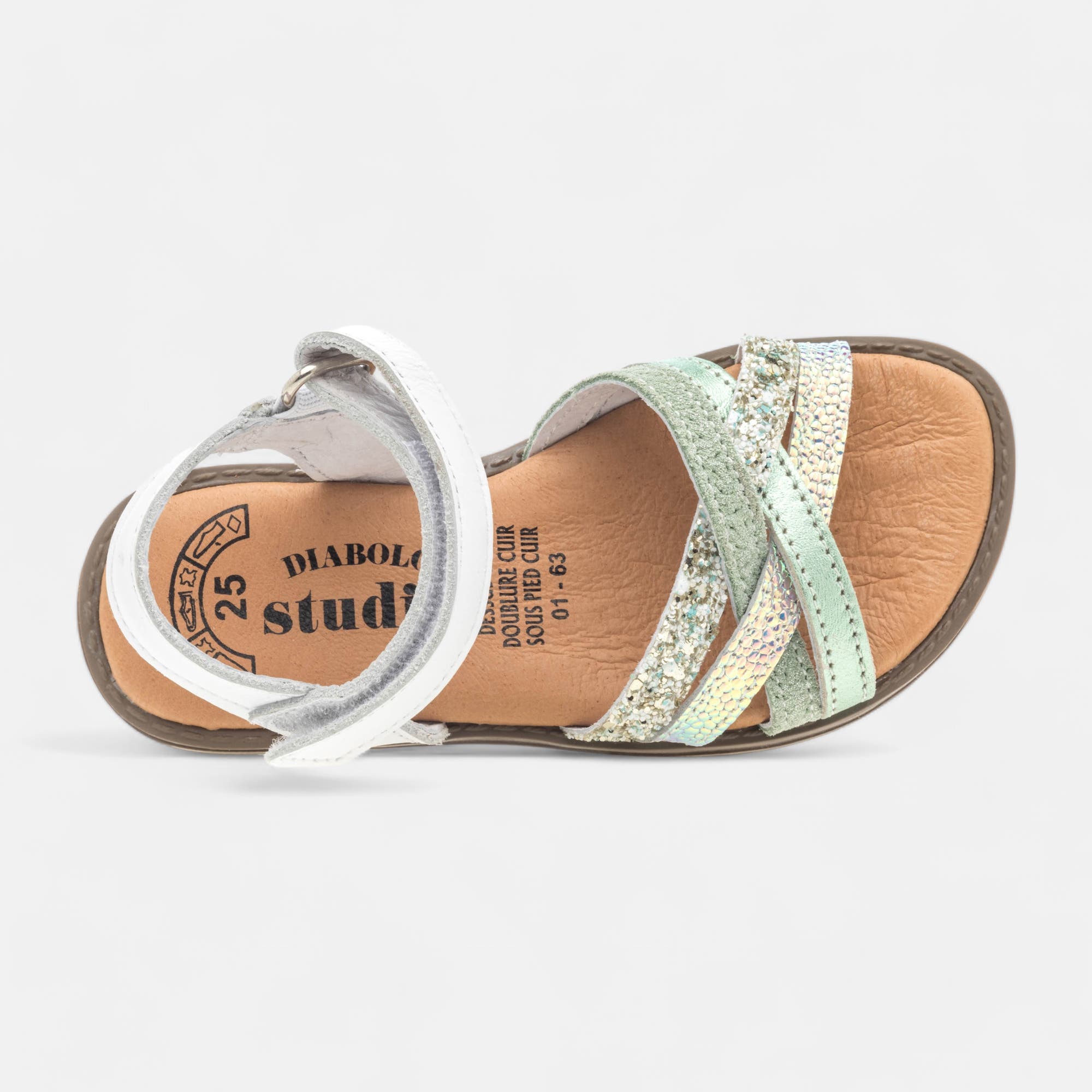 Nu-pieds Fille en cuir vert