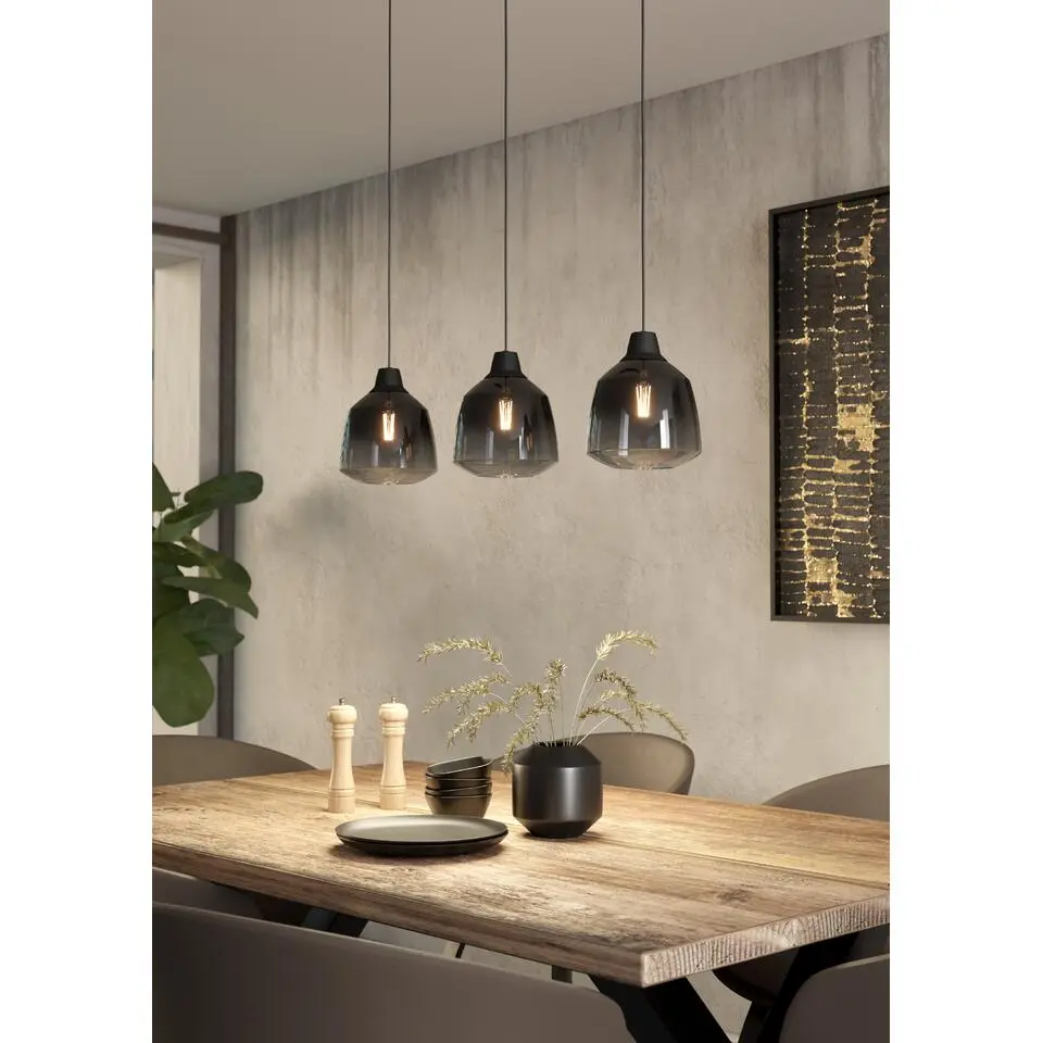 EGLO Sedbergh Hanglamp - E27 - 90 cm - Zwart - Glas