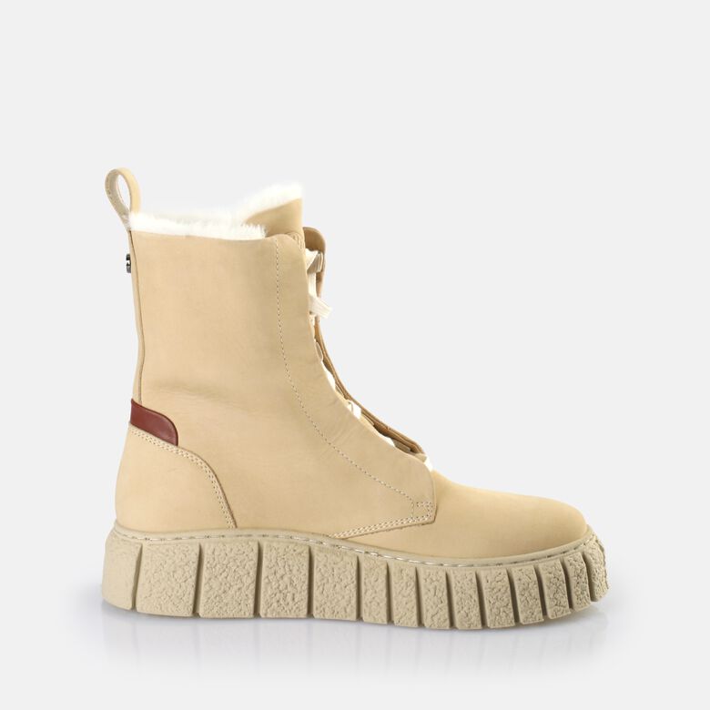 Rampa Lace Up HI Warm Bottines, crème