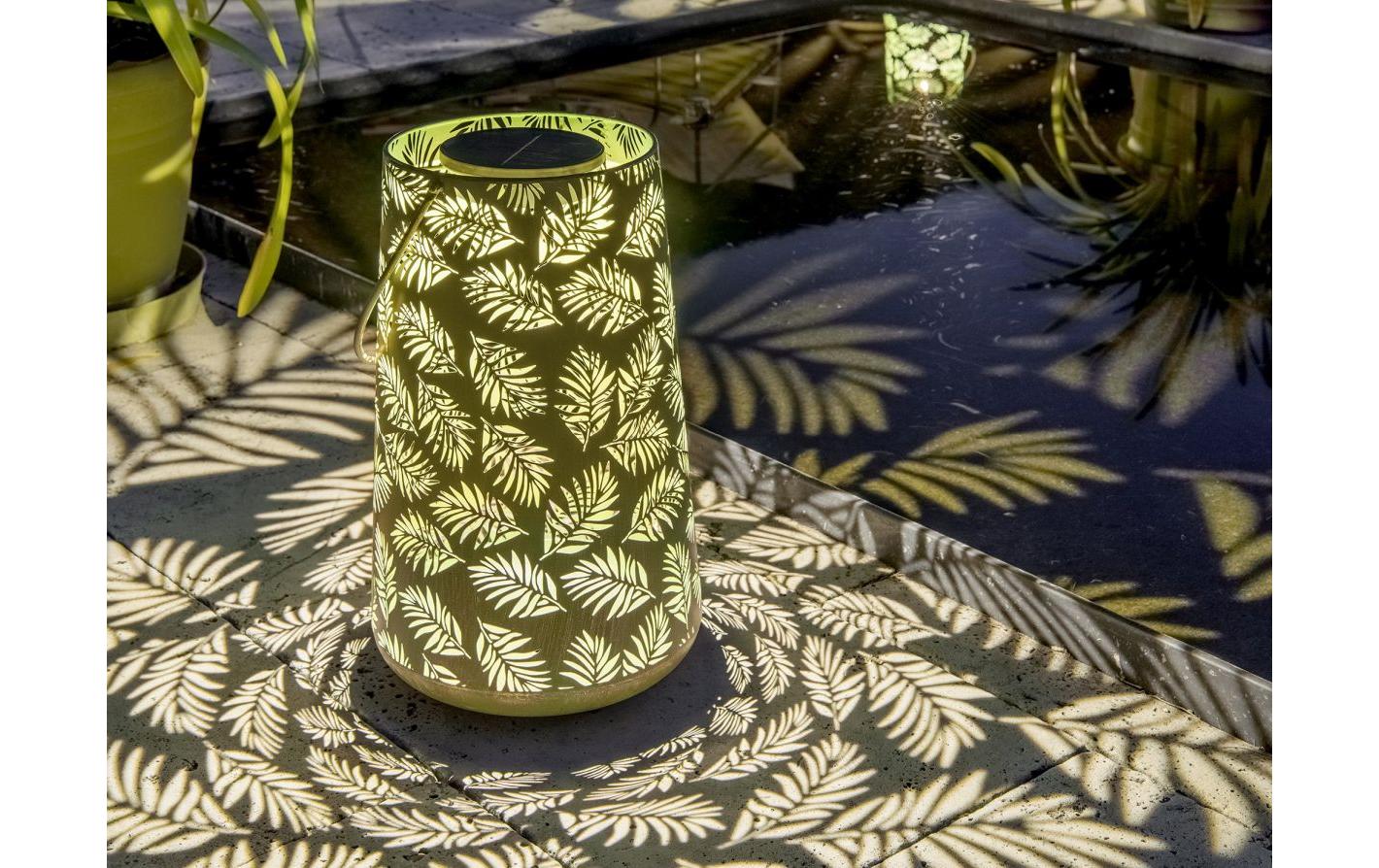 Laterne Solar Antic Bamboo, Ø 28 x 46 cm, GrünSolarleuchte zum Aufstellen oder Aufhängen