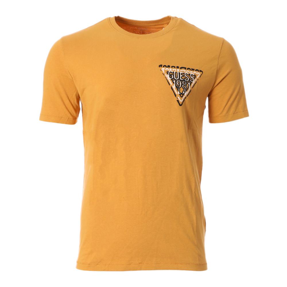 Guess T-shirt Moutarde Homme Guess Puff Triangle